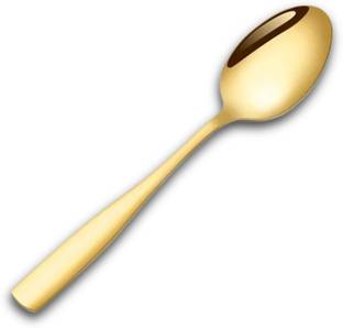 KitchEase Silverware Dessert Spoons|1-Pcs Flatware for Ice-Cream, Ice-Tea|Aurum Gold Stainless Steel Cutlery Set