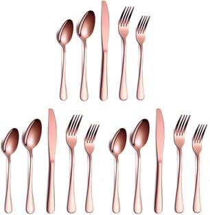 UniKart Rosegold Dinnerware - Luxury Mirror Finish | Ideal for Home,Restaurant & Gifting Stainless Steel Cutlery Set