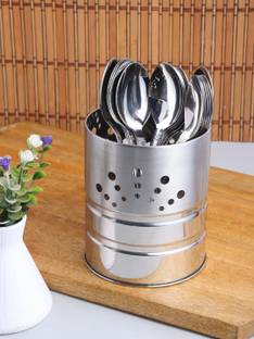 ZEVORA Premium Stainless Steel Cutlery Set- Set of 18 Spoons with Cutlery Holder (NST) Silver Cutlery Set