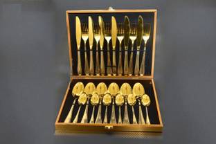 D-mark ®Luxury premium hotel restaurant kitchen Gold plated 304 grade Stainless Steel Cutlery Set