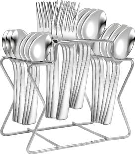 Troozy Nice Cutlery Set with Stand Holder for Spoon and Fork Steel Stainless Steel Cutlery Set