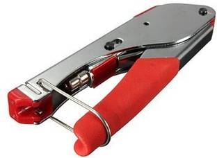 NITYA Coax Cable Connect Connecting Tools (Red and Silver) Compression Crimping Tool Crimper Wire Cutter