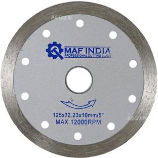 Maf Pro 5-Inch Continuous Rim Diamond Blade – 7/8'' Arbor for Wet/Dry Cutting in Tile, Ceramic, Slate (Pack of 1) Metal Cutter