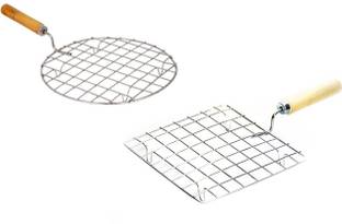 buybuddy Round Roaster & Square Roaster Jali Roti Roast Grill Stainless Steel Cutting Board