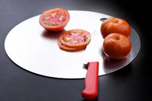 HALSEY Heavy Duty Stainless Steel Round Chopping Board for Kitchen (30cm) Stainless Steel Cutting Board