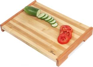 Bmado Innovative Curved Portion for Collecting Vegetables Wooden Cutting Board