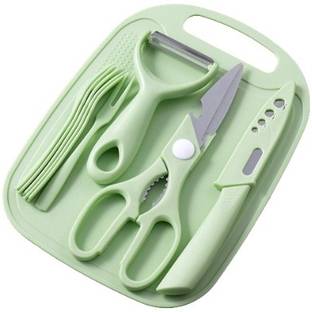 AlexVyan 1 Knife Set, 1 Scissors, 5 Pcs Fogs, 1 Chopping Board, 1 Peeler Plastic Cutting Board