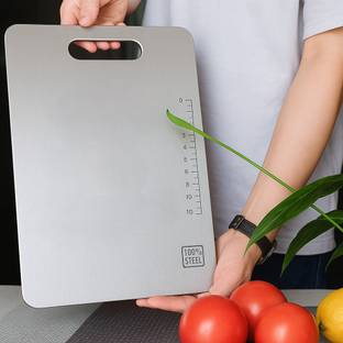 Redsky Steel Chopping Board, 31cm x 21cm, Medium, Silver Stainless Steel Cutting Board