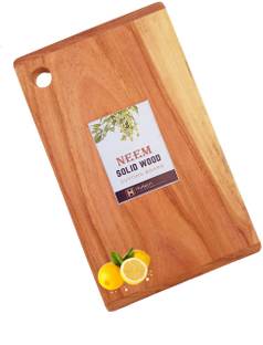 Hutson Natural Neem Wood Solid Block Handmade Rectangle Shape Thick (15 x 10 Inches) Wooden Cutting Board