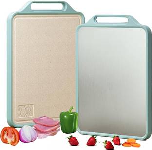 Urbanfix Two Sided Large Steel Chopping Cutting Board for Kitchen Stainless Steel Cutting Board