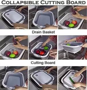 BSVR Premium Cutting Board/Washing Bowl,Fruit Vegetable Basket 87 Silicone, Plastic Cutting Board