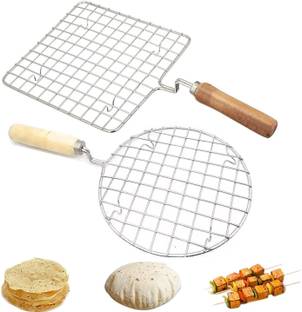 buybuddy Roaster Round & Square Roaster Roti Griller Stainless Steel Cutting Board