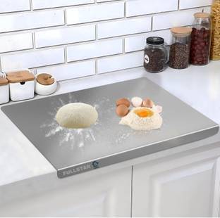FLASHKITCH Premium Vegetable and Fruit Cutter, Heavy-Duty Metal Chopping Board Stainless Steel Cutting Board