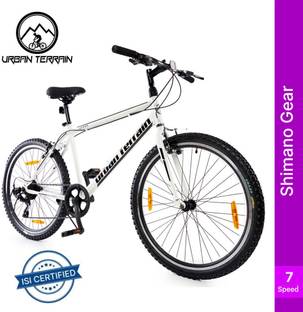 Urban Terrain UT777 Steel MTB 7 Speed With Shimano Geared and Ride Tracking App 26 T (inch) Road Cycle
