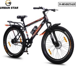 Urban Star 26T Double Disc with Carrier - Fat Tyres 26*300 - Pearl Black 26 T (inch) Fat Tyre Cycle