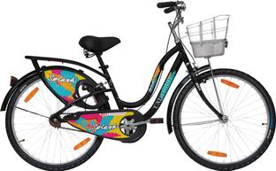 BSA LADYBIRD Splash 24T | 90% Assembled | Black | Ideal for 9+ Years | 24 T (inch) Hybrid Cycle/City Bike