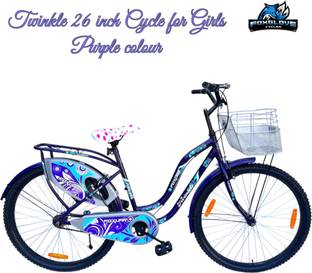 FOXGLOVE Twinkle 26 Inch Purple with Basket Girls Cycle for Height 4Ft to 6 ft 85% Fitted 26 T (inch) Road Cycle