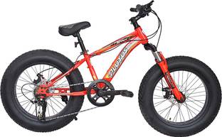 PLUTUS Spirit Fat Bike for Kids with Disc Brake Multi Speed (Red) 20 T (inch) Fat Tyre Cycle