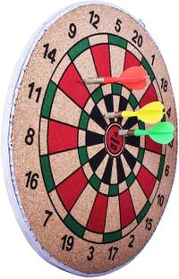 ArrowMax Real Cork Wooden Double Sided Dart Board Family Game Set with 3 Steel Tip Steel Tip Dart