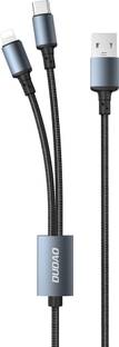 DUDAO 2-in-1 Cable 6 A 1.2 m Unique 2-in-1 USB-A to USB-C & Lightning Multi purpose charging cable TGL2 6A 3 IN 1 Fast Charging Data Nylon Braided
