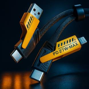 NS WORLD 3-in-1 Cable 1 m 4 in 1 Fast Charging Data Cable | C to Lightning |C to USB A| USB A to Lightning 1 m USB Type C Cable