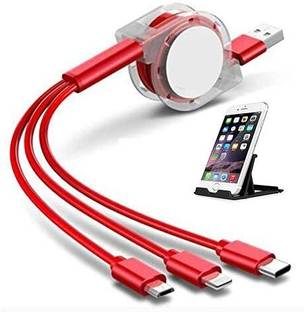 Circuitbox 3-in-1 Cable 2 A 1.3 m 3in1 Retractable Multiple Port Fast Charging Cable Mobile Data Cable