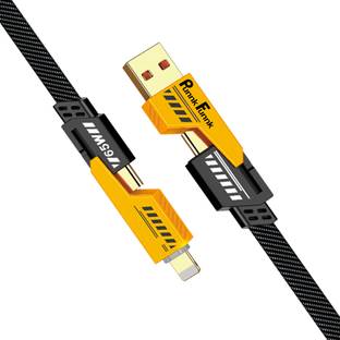 PunnkFunnk Lightning Cable 13 A 1 m Metal Braided 4in1 Lightning Cable – 1m USB C, Lightning, USB A, 66W Fast Charging, Dual Device Support