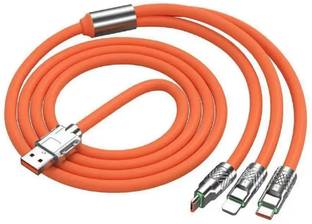 SHREEJIIH 3-in-1 Cable 2 m High-Speed 120W Charger Cable for Fast Charging | Type C, Micro USB 2A, IOS 2.4A Compatibility