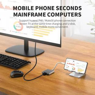 CIHROX 3-in-1 Cable 2 A 0.1 m Heavy Steel USB C to HDMI Adapter, 3 in 1 Multiport USB Type C to 4K HDMI, USB3.0 and USB C Power Delivery Port Converter Compatible with MBook/Book Pixel/Dell XPS13/S10/S10+ and More