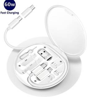 सोजुबा 5in1 Data Cable Set with 60W Fast Charging Cable Card Tray Eject Pin Storage Box 3-इन-1 केबल