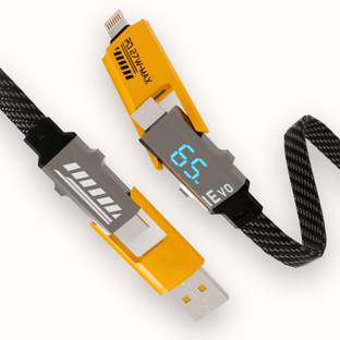 IEVO 4-in-1 Cable 2.5 A 1 m original 65W Multi Charging Cable With Display Indicator || 4 in 1 Universal Fast Charging Cable with Type C, Lightning, Type A || 480Mbps Data Sync