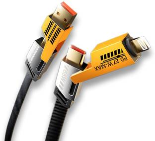 PODJAM 4-in-1 Cable 13 A 1 m Copper Braiding USB Type C Cable 13 A 1 m Braided 4 in 1 65W Fast Charging Cable (1 Meter)