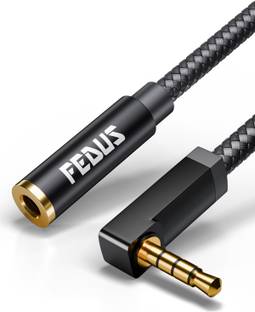 Fedus AUX Cable 3 m M 90-Degree 3.5 mm Male to Female Aux Extension Audio Cable with Microphone Nylon Braided