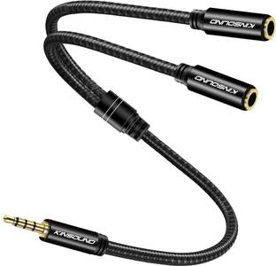 Kinsound AUX Cable 0.1 m Headphone Splitter,3.5mm Audio Cable Dual Headphone Jack Adapter, 2 Mic & Audio