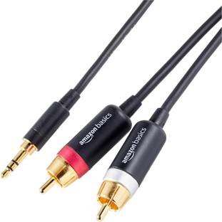 TECHSOFT AUX Cable 2 A 1.2 m a corrosion-resistant gold-plated AmazonBasics 3.5mm to 2-Male RCA Adapter Cable - 4 Feet