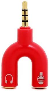 Blate AUX Cable 0.1 m BL - 2 Way Headphone + Mic Audio Splitter (Red)