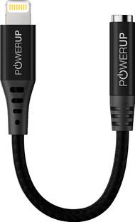 POWERUP AUX Cable 0.12 m LIightning to Aux cable 12cm | Braided jacket with Multi-Layer Audio Adapter