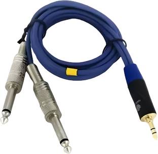 TZ SMART AUX Cable 1.5 m 2 Mono 6.35 Jack to 3.5 Male Audio Cable 3.5mm to Double 6.35mm Aux Cable