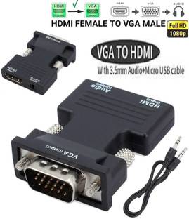 BALRAMA VGA to HDMI Adapter HDMI Female to VGA Male with Audio Output Cable Converter Combo Set