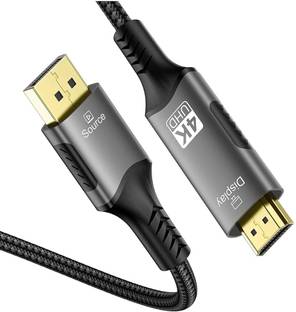 Tobo HDMI Cable 2 m 4K DisplayPort to HDMI Cable Adapter 2M, DP to HDMI Male Video UHD 4K@30Hz/2K@60Hz/1080P@120Hz Nylon DP to HDTV Uni-Directional Cord for Dll, Projector, Desktop, (2M) TD- 1439CC