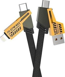 CABTRONICS Lightning Cable 8 A 1.01 m original Type C 1 m 4 in 1 Convertible Metal Fast Data Cable Braided Cable 65W USB C USB A Multiple Charging Cable