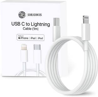 Orionis Lightning Cable 3 A 1 m Copper USB-C to Lightning Cable (1m) Fast Charging & Data Sync for iPhonee, iPadd, and Maccs