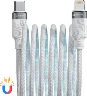 Portronics Lightning Cable 1 m Braided Maglink CL 27W Type C to 8 Pin,