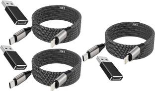 FKU Lightning Cable 3 m USB C to Lightning Charger Cable 10FT LONG with USB A Adapter Rapid Charger Sync ( PACK OF 3 )