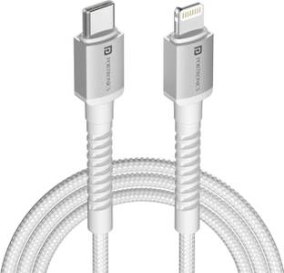 Portronics Lightning Cable 3 A 2 m Konnect X Type C to 8 PIN Cable 27W Fast Charging Cable with Data T...