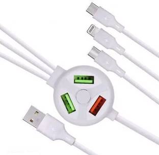 RENTOOR Lightning Cable 1.2 m Power Sharing Cable 1.2 m 6 in 1 Extended mobile data cable 3 Plug 3 Usb port 3.1A Compatible with All Smartphones