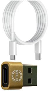 Relix Lightning Cable 3 A 1 m along with OTG Adapter (usb c female to usb A) ,Combo of USB-C to Lightning data cable [MFi Certified+90 days replacement warranty], 20W PD Fast Charging & 480Mbps Data Sync, Type-C to 8-Pin Charger Cord for iPhone Plus OTG ,Type-C Female to USB Male