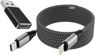 FKU Lightning Cable 3 m USB C to Lightning Charger Cable 10FT LONG with USB A Adapter Rapid Charger Sync