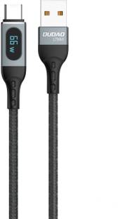 DUDAO USB Type C Cable 5 A 1 m 66W PD, Braided Nylon, Smart LED Power Otput Display PD fast charging data cable with power display