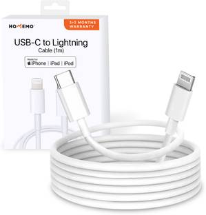 HOMEMO Lightning Cable 6 A 1 m Type-C to Lightning Cable Apple Certified (Mfi) Sync & Charge Cable